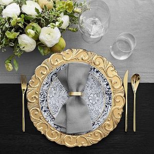 Assiette de Présentation Moderne Noire et Dorée – Base de Luxe pour Dîner et Décoration de Banquet - Product Image 4