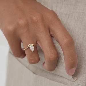 Lab Grown <b>Diamond</b> <b>Ring</b> 1 Carat Pear Engagement <b>Ring</b> Solitaire Gold <b>Ring</b> Minimalist Bridal Jewelry Fine Jewelry - Product Image 2