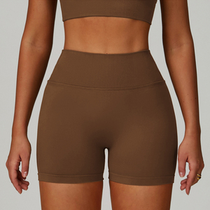 Short de yoga uni pour femme, taille haute, séchage rapide, respirant, maille extensible quadridirectionnelle, pour fitness, cyclisme et entraînement en salle de sport - Product Image 5