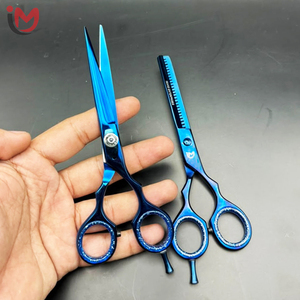 Ciseaux à cheveux bleus pour la dépaçage, 30 dents, acier inoxydable, manche court, pour droitiers, usage professionnel en salon - Product Image 1