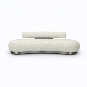Athena Curved Boucle <b>Sofa</b> with <b>Gold</b> Metal Base - Modern Luxury Lounge - Sculptural Curved <b>Sofa</b> - Upholstered Designer Couch - Product Image 3