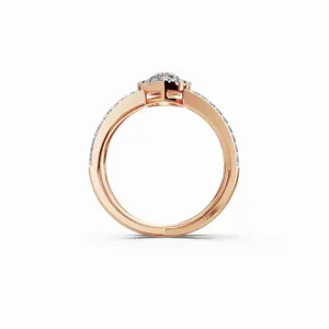 Anillo de Diamantes de Diseño con Halo Redondo y en Forma de Pera, con 52 Diamantes Cultivados en Laboratorio, Certificado por IGI y Claridad VVS, en Venta - Product Image 4