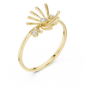 Anillo de oro macizo de 14k para mujer con diamante de corte redondo, simple, único y minimalista, para regalo, compromiso, aniversario, boda - Product Image 3