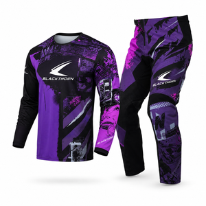 Conjunto de Jersey y Pantalones de Motocross Personalizados para Hombre, Resistentes al Viento, Manga Larga, Spandex/Poliéster, Equipación de Carreras de Motocicleta, Talla Adulto - Product Image 1