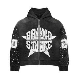 Survêtement streetwear à capuche épais noir délavé à l'acide 2026 |   Conception solide personnalisée |   Kit de formation OEM - Product Image 2