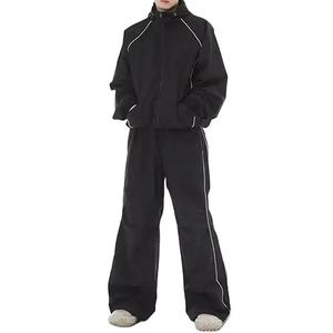Blouson matelassé noir à capuche pour homme avec fermeture éclair, col montant, coupe-vent, en polaire, vêtement d'extérieur décontracté pour l'hiver, coupe ample - Product Image 4
