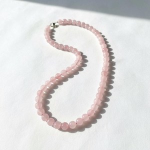 Natural 8mm Rose Quartz Beads Line | <b>Pink</b> Quartz Love Jewelry <b>Necklace</b> | Handmade Minimal Boho <b>Pink</b> Quartz 21 <b>Necklace</b> With Hook - Product Image 4