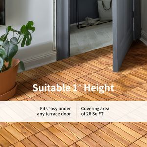 27pcs <b>Interlocking</b> 11.8 X 11.8in Wood Deck <b>Tiles</b> for Patio Garden Deck Poolside-Outdoor Flooring Decking - Product Image 6
