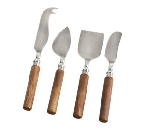 Juego de 3 Cuchillos para Queso Mini al por Mayor, con Mango Redondo de Madera, Cuchillo para Queso de Acero Inoxidable, Tenedor y Espátula para Charcutería, OEM - Product Image 3
