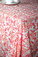 Nappe en coton rose moderne personnalisable de haute qualité, écologique, à motif floral Kalamkari imprimé à la main, réutilisable et anti-poussière pour