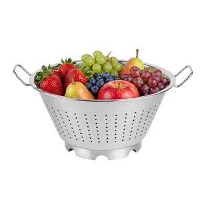 Food Grade Stainless Steel Colander Basket with Drainage Holes Vegetable and Fruit Washer <b>Pasta</b> <b>Strainer</b> for Kitchen Use - Product Image 2