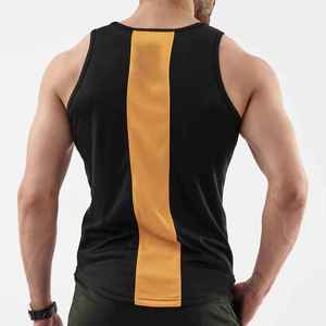 Débardeur Homme Noir et Moutarde Color Block Col Rond Respirant Sportif Tricoté Sans Manches Pour un Style de Vie Actif - Product Image 2