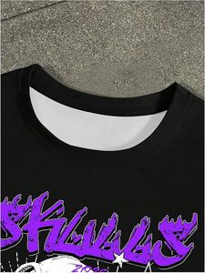Conjuntos de 2 Piezas para Hombre, Camisetas Casuales Holgadas con Cuello Redondo y Estampado Gráfico y Pantalones Cortos, Ropa Y2K - Product Image 4