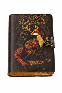 Grimoire Journal en cuir à spirales, couverture rigide, motif floral vintage, fait main, 100 feuilles - Product Image 1