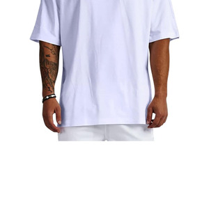 Oversized Knitted 100% Cotton Solid Short Sleeve Men's Streetwear Hip Hop Blank Acid Wash Front Custom Logo Heat-Transfer - Product Image 4