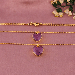 Collar de Plata de Ley Chapado en Oro de Doble Capa con Gema de Rubí Natural en Forma de Corazón, Moderno, para Mujer - Product Image 3