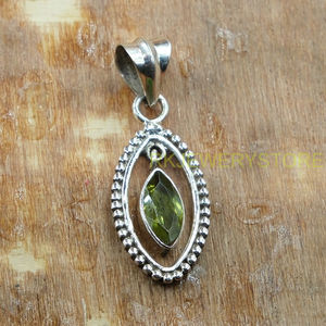 จี้เพอริดอทดีไซน์มาร์คีส์สีเขียวธรรมชาติ เงินแท้ 925 ทำมือ สำหรับผู้หญิง ขายส่ง - Product Image 2