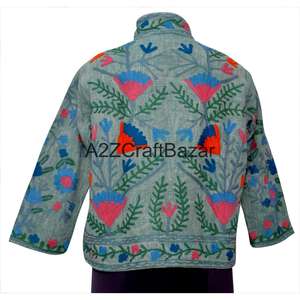 Chaqueta TNT con Bordado a Mano, Diseño Floral, Algodón Ecológico, Estilo Vintage Suzani, Informal, para Fiestas de Invierno/Primavera - Product Image 2