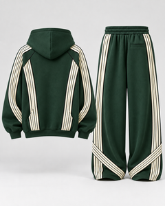Conjunto Deportivo Sam Tactical con Sudadera Verde a Rayas, Unisex, Estilo Urbano, Pantalones con Cordón Ajustable, Corte Holgado, Otoño, OEM para Adultos - Product Image 3