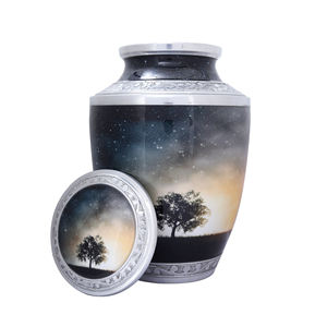 Urne funéraire Golden Swirl avec finition couleur terre chaude et couvercle assorti pour une présentation commémorative élégante - Product Image 5