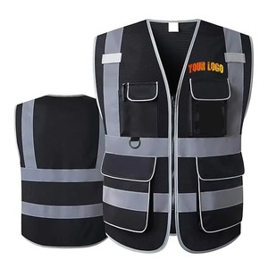 Chaleco de Trabajo Reflectante para Hombre con Bolsillos, Cierre de Cremallera, Transpirable, de Poliéster, con Logotipo Personalizado, Cuello en V, Informal - Product Image 1