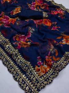 Sari Tradicional Exclusivo con Bordado, el Más Vendido, con Pieza de Blusa Sin Coser por Alphanumero 69618 - Product Image 4