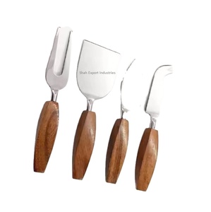Juego de esparcidor de queso y mantequilla de acero inoxidable con mango de madera de acacia para cocina y mesa herramientas de queso hechas a mano - Product Image 2