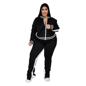 Winter Fall <b>Women's</b> Outfits Patchwork Thick Crop <b>Jacket</b> Long Pants Warm Casual Jogger Two Piece Set Outfits for <b>Women</b> - Product Image 1