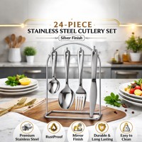 Ensemble de couverts en acier inoxydable avec support, cuillère, fourchette, couteau, organisateur de couverts, vaisselle moderne pour la cuisine, la salle à manger, l'hôtel, le restaurant