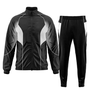 Survêtement homme noir et blanc à blocs de couleur, col rond, fermeture éclair, style vintage, séchage rapide, 100 % nylon, pour l'été, imperméable - Product Image 1