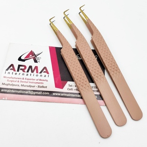 Pinzas de Acero Inoxidable para Extensión de Pestañas, Profesionales, Multiusos, con Punta Dorada de Precisión, Antimagnéticas, con Mango Cómodo - Product Image 2