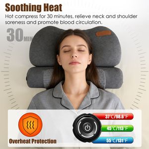 Almohada Cervical USB con Calefacción y Espuma Viscoelástica de Cero Presión, con Máscara para Ojos y Adaptador, para Alivio del Dolor, Ideal para Viajes - Product Image 3