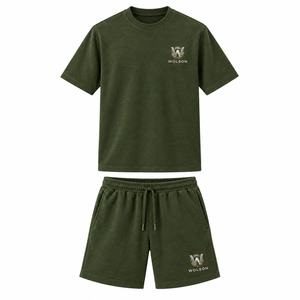 Custom <b>Men</b> 100% Cotton Fleece T-Shirt <b>Shorts</b> Outfit <b>Lightweight</b> Soft Comfortable Sports Set for Gym Running Training Casual Use - Product Image 1