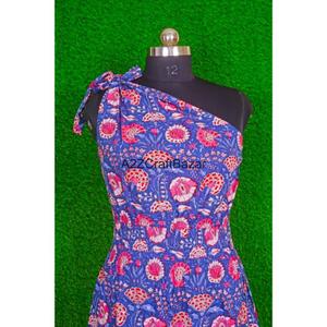 Robe midi moulante sexy à épaules dénudées pour femme, imprimé floral, 100 % coton, avec volants, tissu respirant et écologique pour l'été - Product Image 2