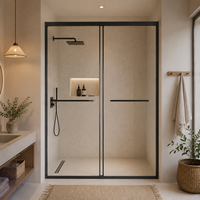 Porte de douche coulissante double entièrement encadrée, moderne, avec panneau en verre trempé, en acier inoxydable, pour hôtel, appartement, salle de bain