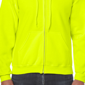 เสื้อฮู้ดซิปผู้ชายสีเหลืองนีออน ผ้าฟลีซ ทรงโอเวอร์ไซส์ สีพื้น เรียบง่าย สวมใส่สบายในฤดูหนาว ผลิตจากผ้าฝ้าย 100% เป็นมิตรต่อสิ่งแวดล้อม - Product Image 5