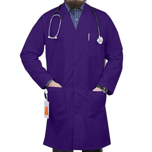 Unisex High Quality Purple Lab <b>Coat</b> Polyester Spandex Woven Hospital Uniform Long Sleeve Medical Workwear Customized Logo OEM - Product Image 5