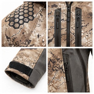 Chaqueta de Caza con Capucha Camuflada, Chaqueta Softshell para Senderismo al Aire Libre, Sublimada, Ligera, Impermeable, Cortavientos, con Cierre, Fabricante OEM ODM - Product Image 4