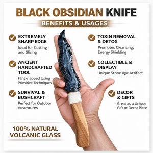 Punta de Flecha Grande Hecha a Mano con Piedra Preciosa Tallada, Obsidiana Negra, Cuchillo de Piedra Volcánica Natural, Decoración Coleccionable - Product Image 3