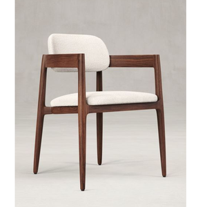 Chaise de salle à manger en teck de style scandinave avec rembourrage - Product Image 1