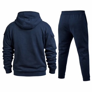 Conjuntos Deportivos para Hombre, Invierno, Sólidos, Resistentes al Viento, Unisex, Chaqueta Cortavientos de Algodón, Casual, Ecológico, Transpirable, Dos Piezas, Sudadera con Cremallera - Product Image 2