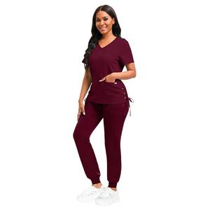 Custom Women Stretch <b>Scrub</b> <b>Set</b> with Zip Jacket Medical Nursing Uniform Hospital Clinic Healthcare Workwear OEM ODM Manufacturer - Product Image 6