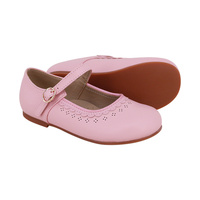 Chaussures plates pour filles CHOOZII en cuir véritable rose de haute qualité avec boucle dorée et bord festonné, style Mary Jane