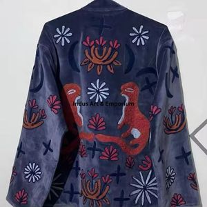 Chaqueta de algodón Suzani hecha a mano en India, chaqueta corta bordada a mano, abrigo unisex, chaqueta corta Suzani hecha a mano - Product Image 5