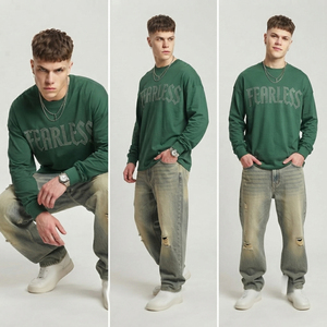 T-shirt Homme Manches Longues en Coton Épais avec Strass, Coupe Ample Style Streetwear Personnalisé - Product Image 6