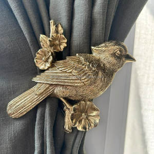 Attache de rideau en laiton antique motif oiseau, quincaillerie décorative pour fenêtre, style traditionnel, crochet à motif animal - Product Image 4