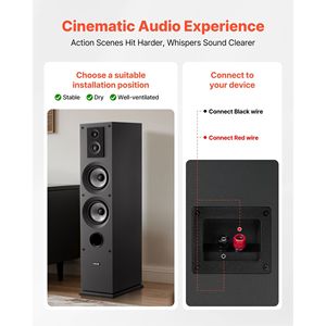 Altoparlante a torre a pavimento singolo a 3 vie per 0.75 Audio domestico \ "1 \" Tweeter Dual 5.25 \ "woofer 145W picco 70Hz-20kHz frequenza - Product Image 6