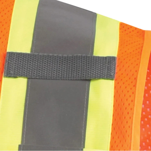 High Visibility Reflective Safety Vest Men's <b>Orange</b> Mesh Breathable Work Wear Zipper Closure Casual Outerwear Summer Use - Product Image 3