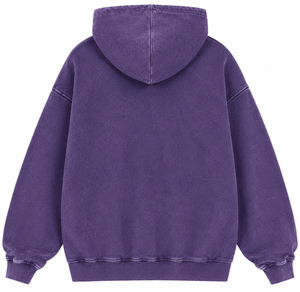 Sudadera con capucha morada personalizada al por mayor, unisex, oversize, estilo streetwear, con bolsillo canguro y puños acanalados - Product Image 4