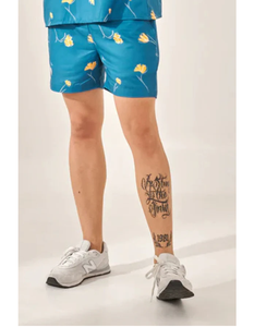 Trendy Denim Blue Printed Shorts Lightweight Casual Summer Fashion Streetwear Comfortable Fit <b>Elastic</b> Waist Wholesale Supply - Product Image 1
